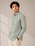 Men's Premium Floral Print Sanganeri Print Cotton Short Kurta