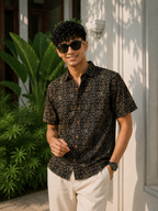 Men’s Black Sanganeri Print Half Sleeve Casual Shirt