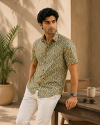 Men’s Paisley Sanganeri Print Half Sleeve Casual Shirt