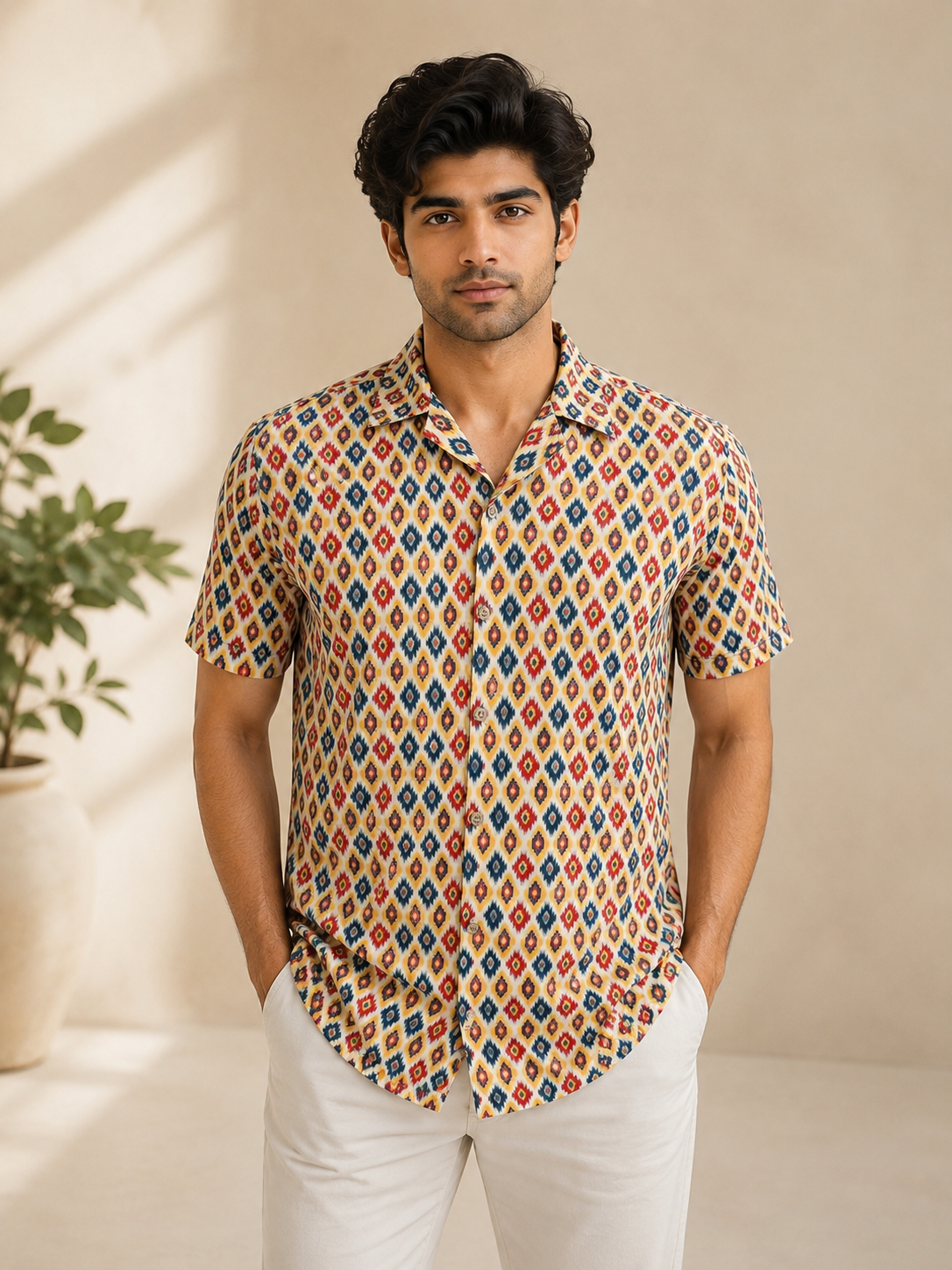 Men’s Multicolor Printed Half Sleeve Casual Shirt