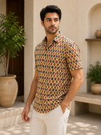 Men’s Multicolor Printed Half Sleeve Casual Shirt
