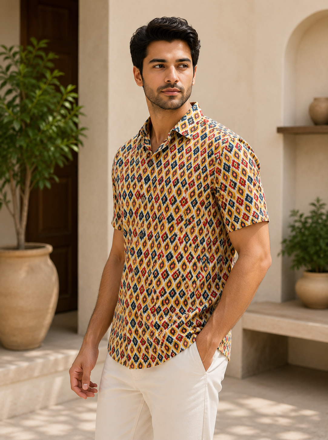Men’s Multicolor Printed Half Sleeve Casual Shirt