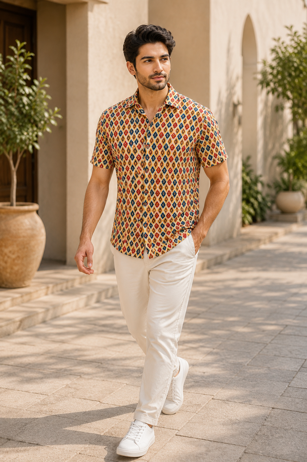 Men’s Multicolor Printed Half Sleeve Casual Shirt