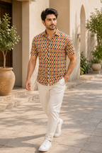 Men’s Multicolor Printed Half Sleeve Casual Shirt