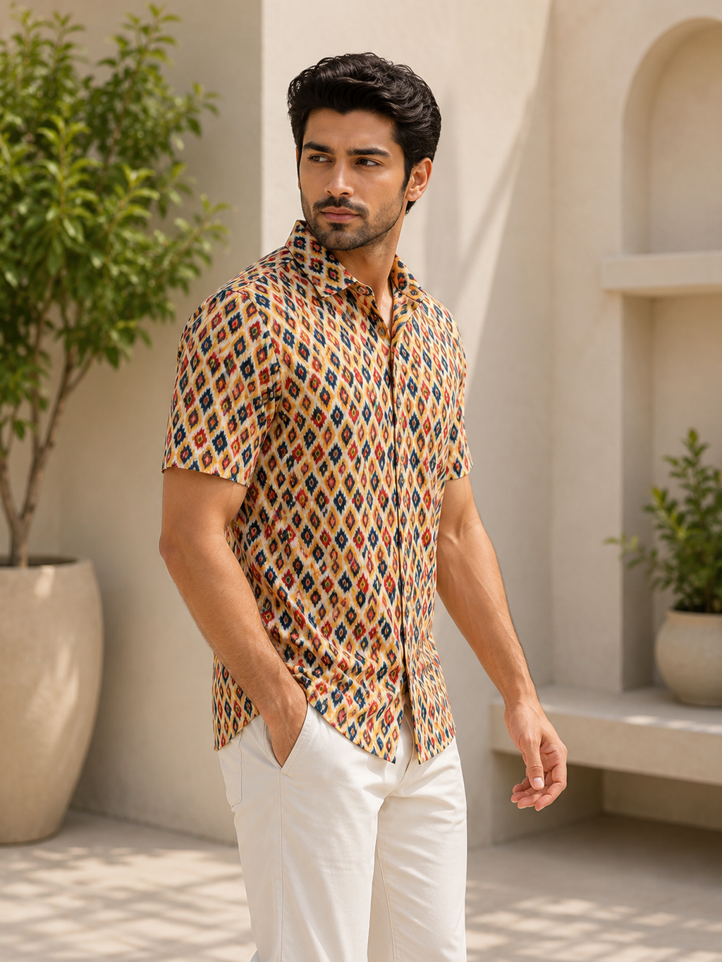 Men’s Multicolor Printed Half Sleeve Casual Shirt