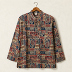 Men's Multicolor Sanganeri Print Cotton Short Kurta