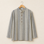 Men's Ivory & Navy Sanganeri Print Cotton Short Kurta