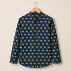 Men’s Navy Blue Sanganeri Print Cotton Short Kurta