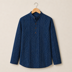 Men’s Indigo Sanganeri Print Cotton Short Kurta