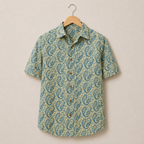 Men’s Blue Sanganeri Print Half Sleeve Casual Shirt