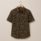 Men’s Brown Tribal Sanganeri Print Half Sleeve Casual Shirt