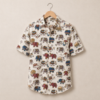 Men’s White Sanganeri Print Half Sleeve Casual Shirt