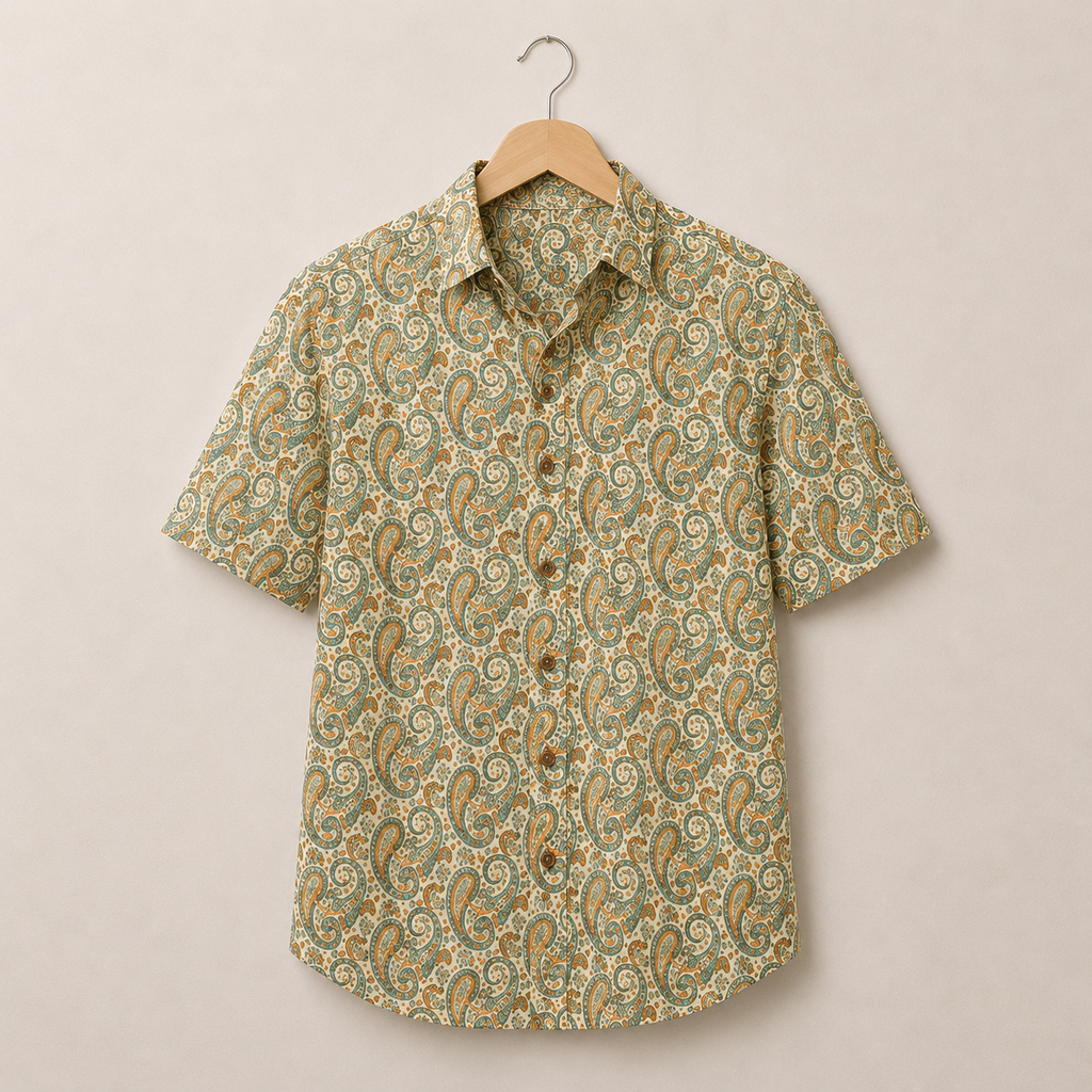 Men’s Paisley Sanganeri Print Half Sleeve Casual Shirt