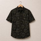 Men’s Black Tribal Sanganeri Print Half Sleeve Casual Shirt