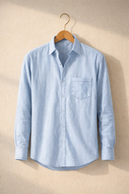 Men’s Sky Blue Shirt with Contrast Black Thread Work