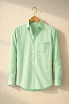 Men’s Mint Green Shirt with Contrast Black Thread Work