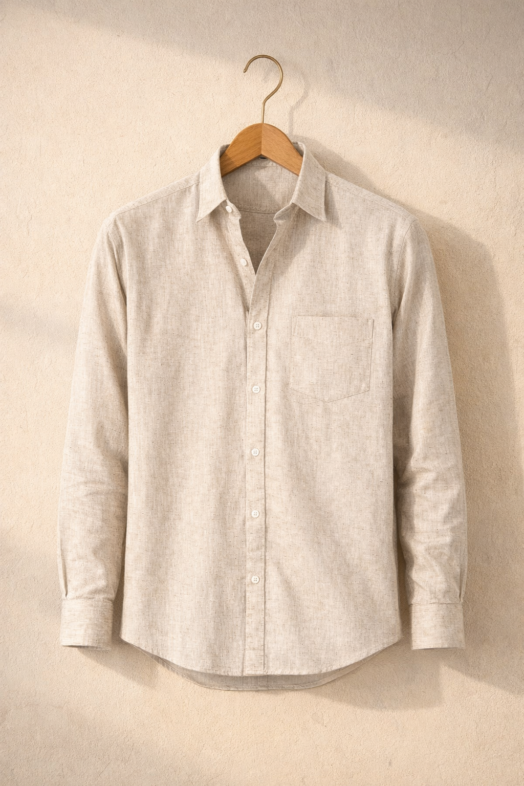 Men’s Stone Beige Linen Cotton Shirt