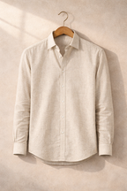 Men’s Light Beige Linen Cotton Shirt