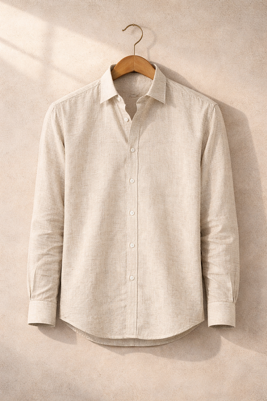 Men’s Light Beige Linen Cotton Shirt