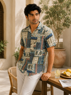 Men’s Patchwork Sanganeri Print Half Sleeve Casual Shirt