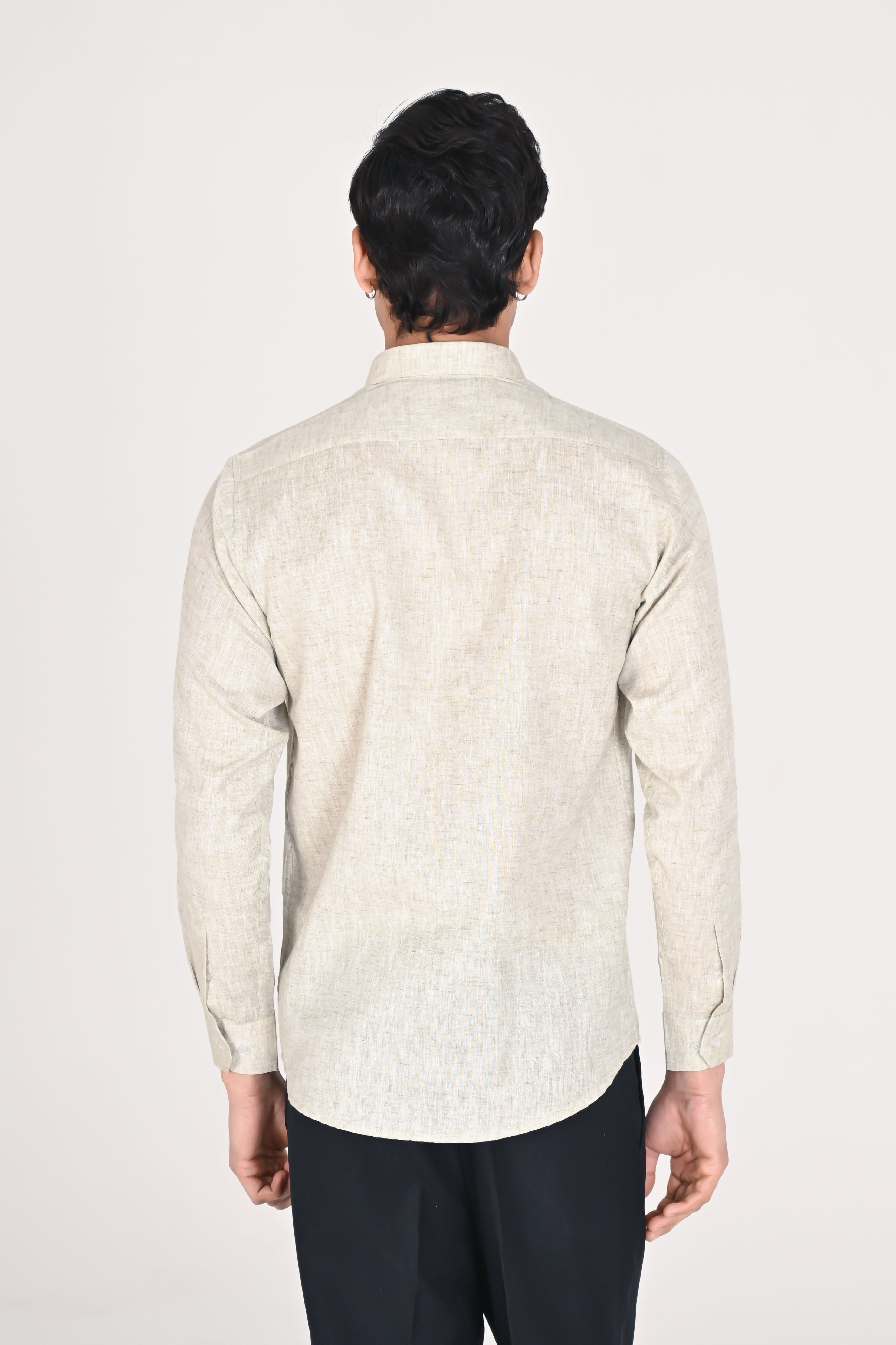 Men’s Light Beige Linen Cotton Shirt