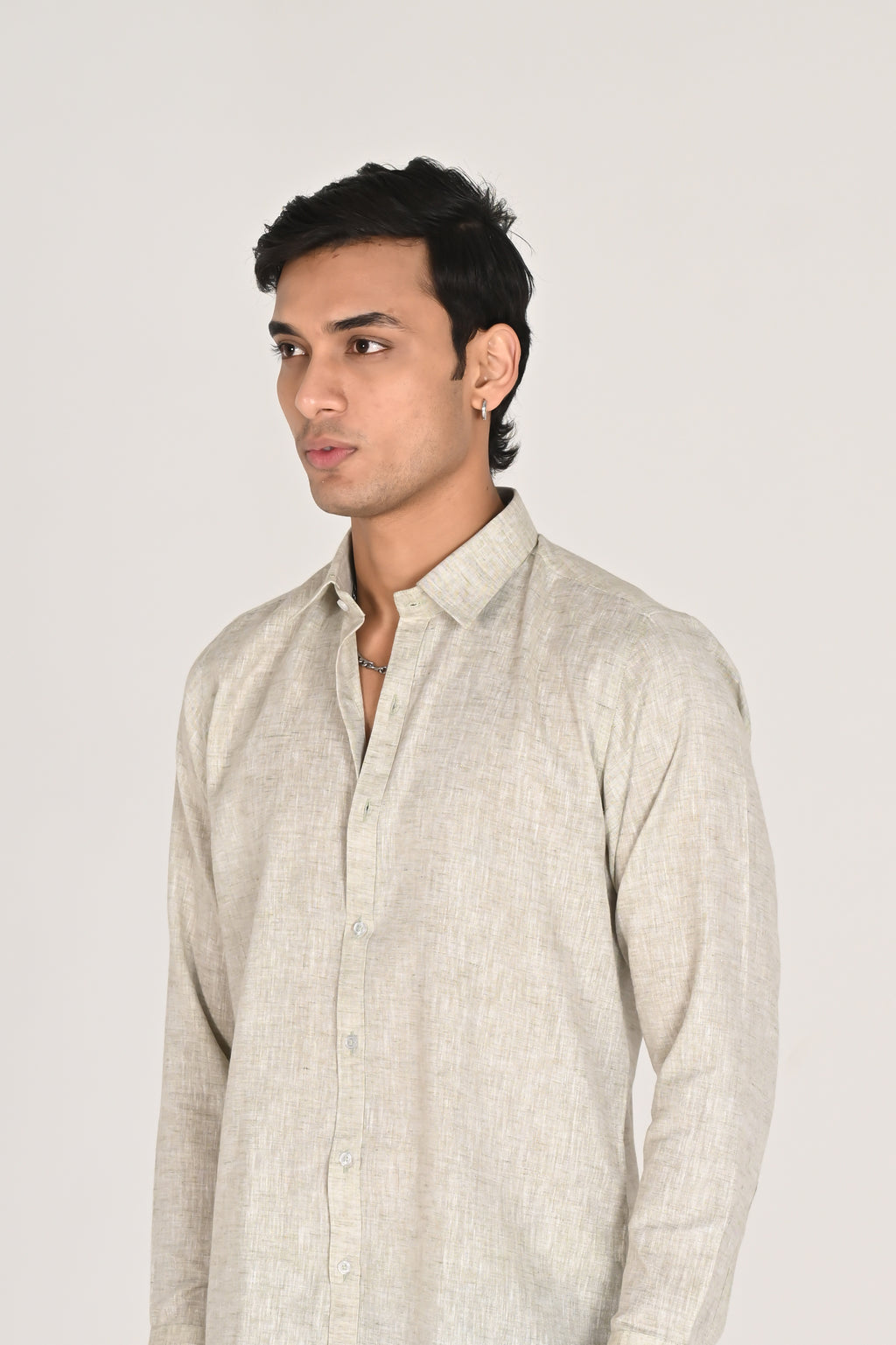 Men’s Light Beige Linen Cotton Shirt