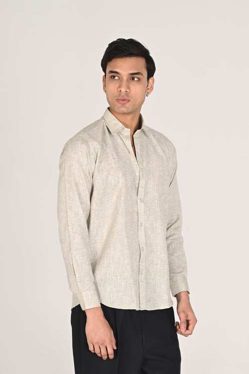 Men’s Light Beige Linen Cotton Shirt