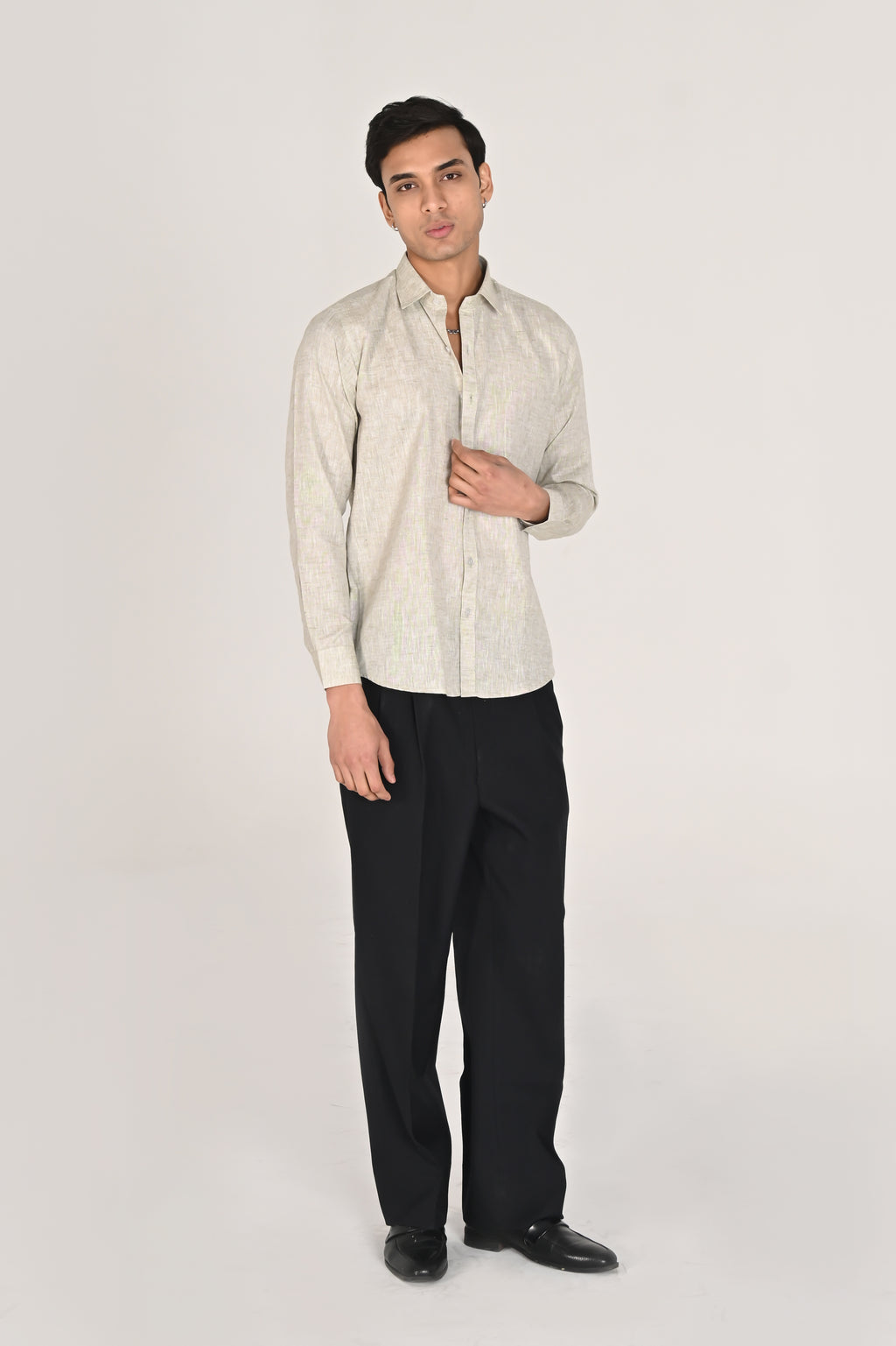 Men’s Light Beige Linen Cotton Shirt