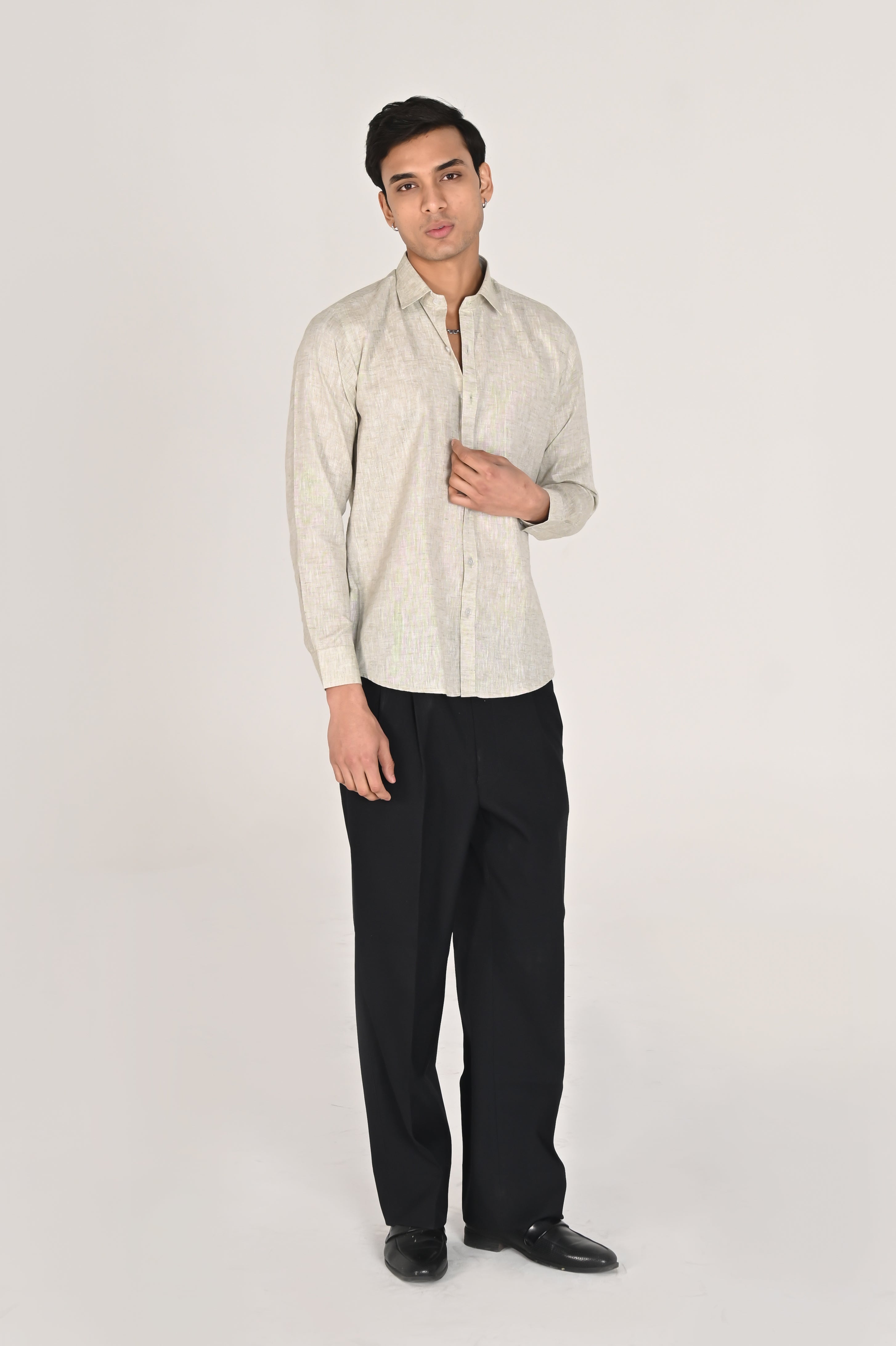 Men’s Light Beige Linen Cotton Shirt