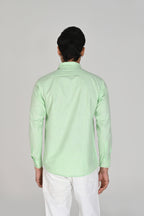 Men’s Mint Green Shirt with Contrast Black Thread Work