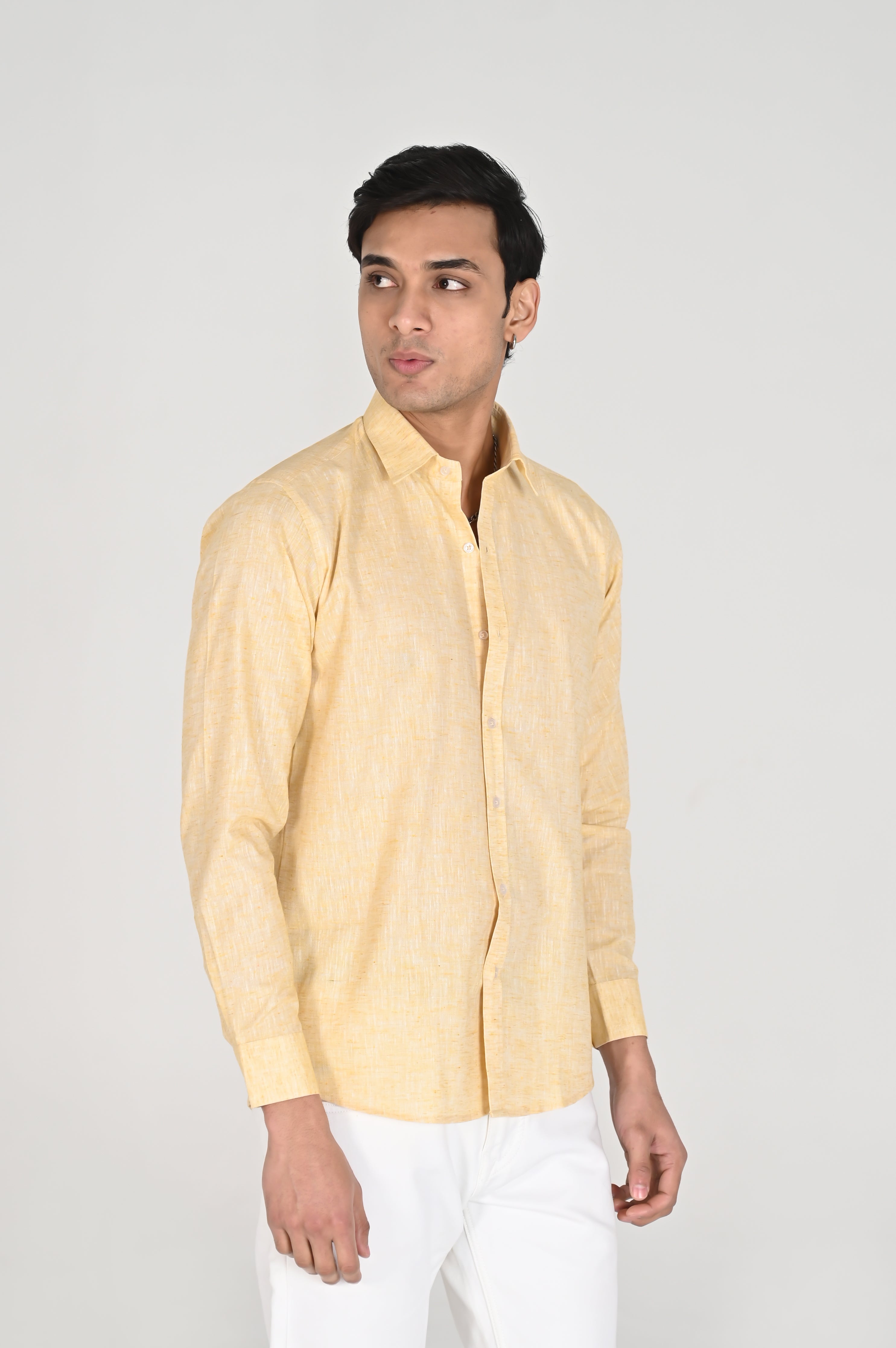Men’s Mustard Yellow Linen Cotton Shirt