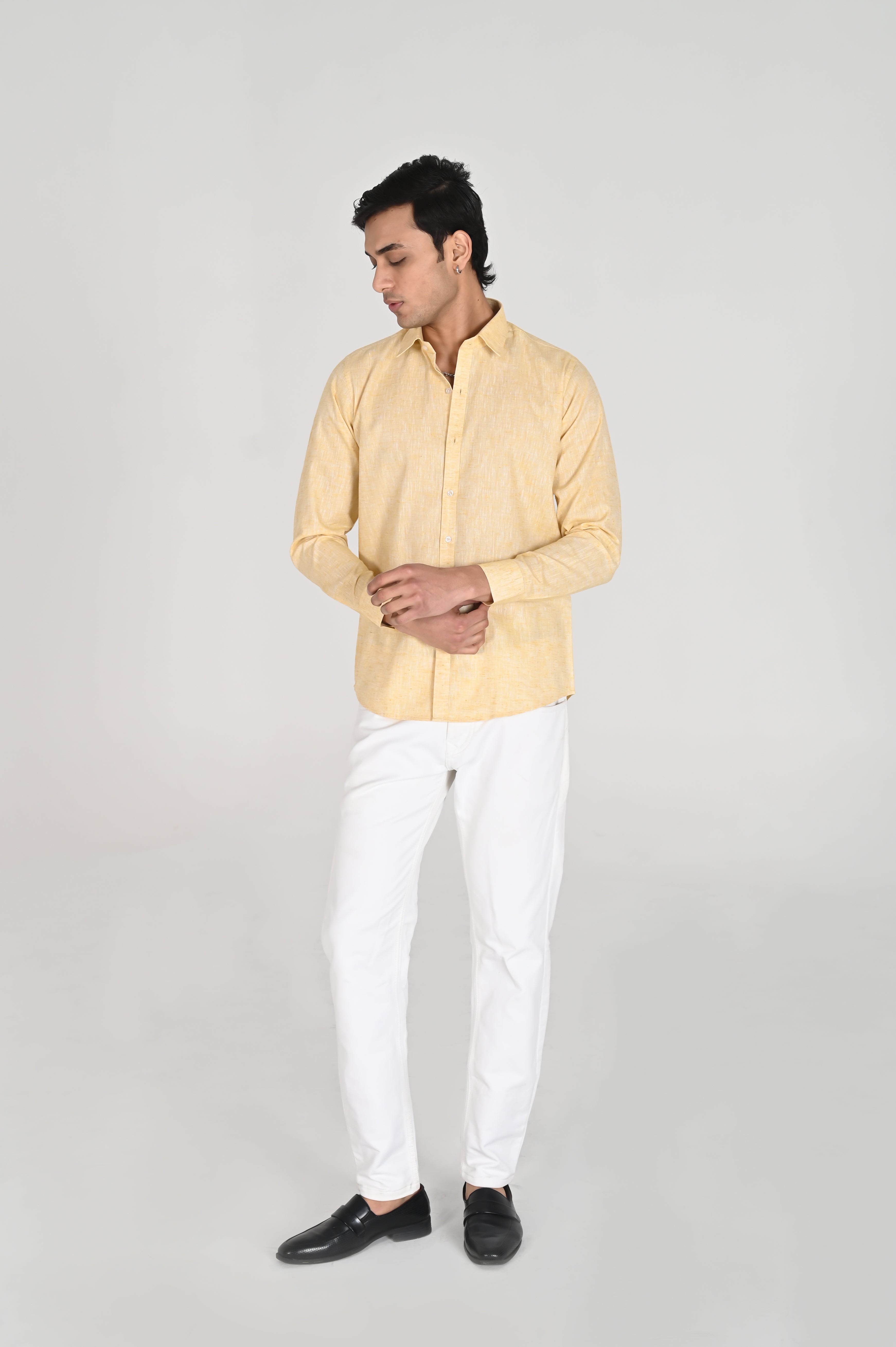 Men’s Mustard Yellow Linen Cotton Shirt
