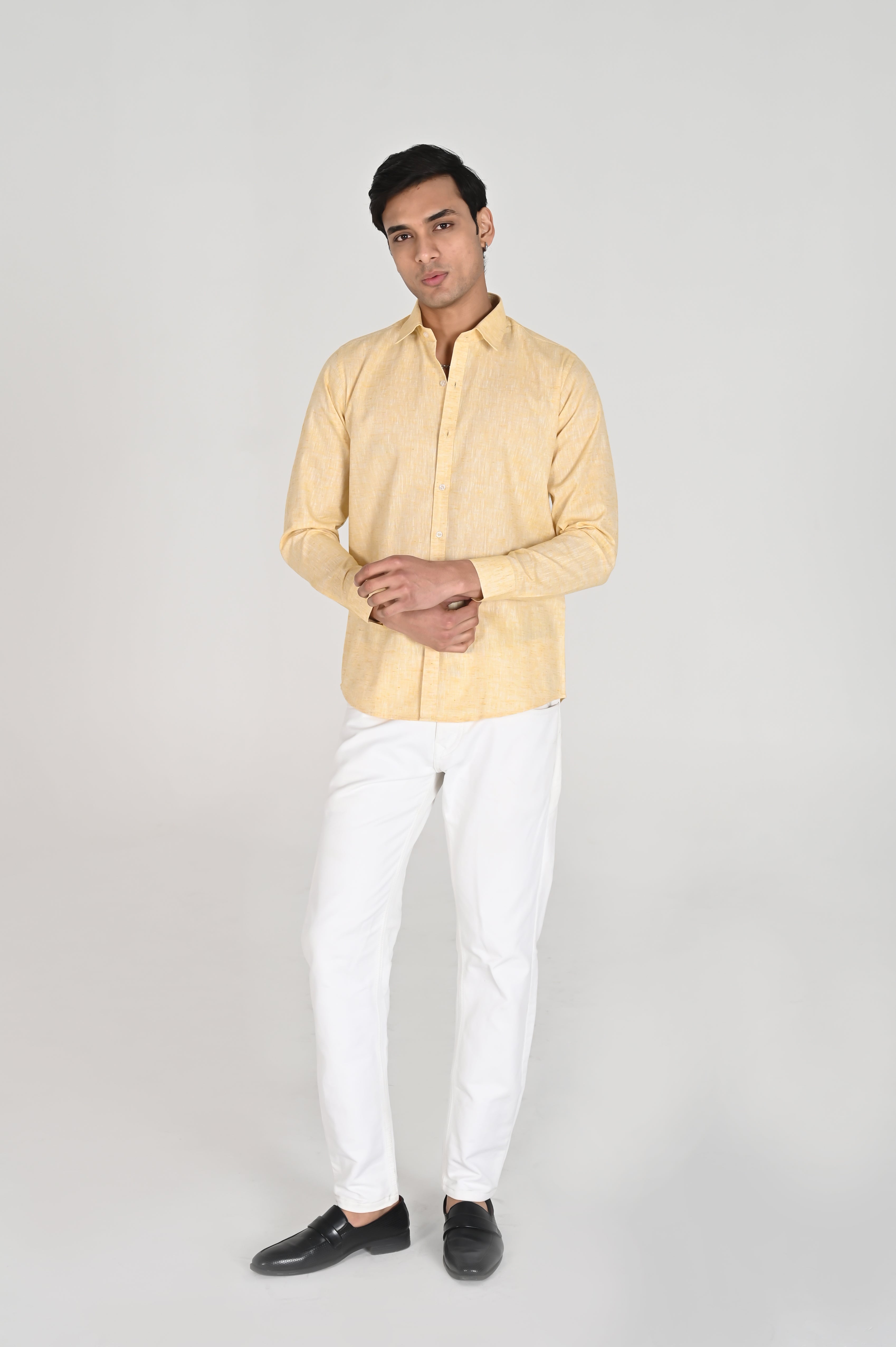 Men’s Mustard Yellow Linen Cotton Shirt