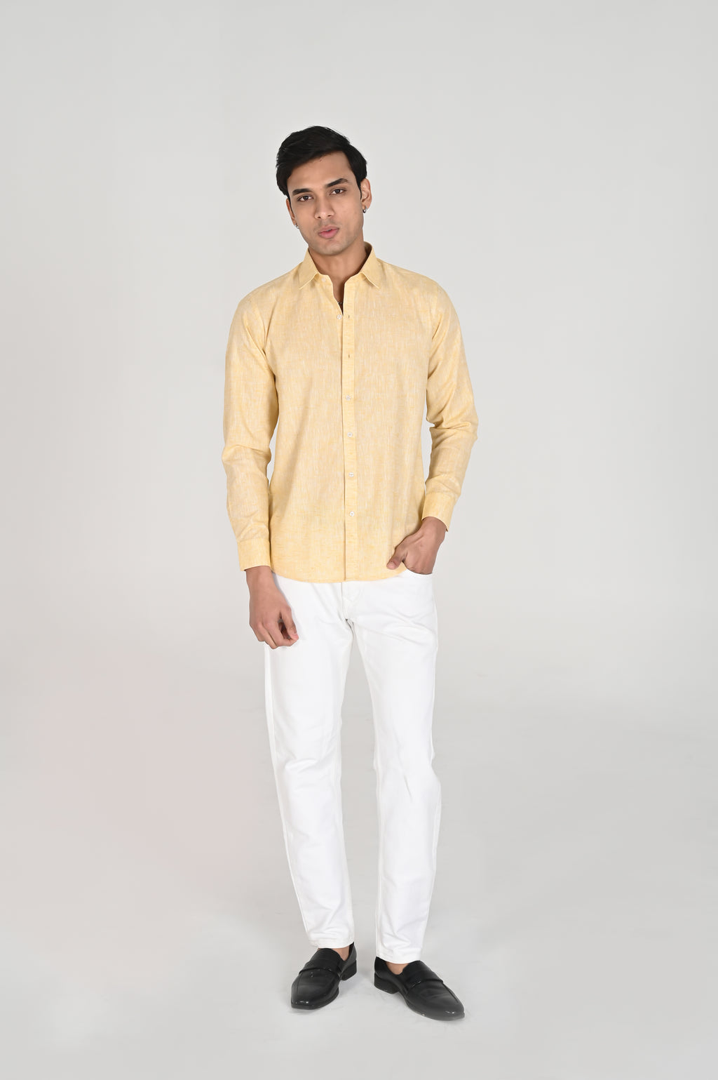 Men’s Mustard Yellow Linen Cotton Shirt
