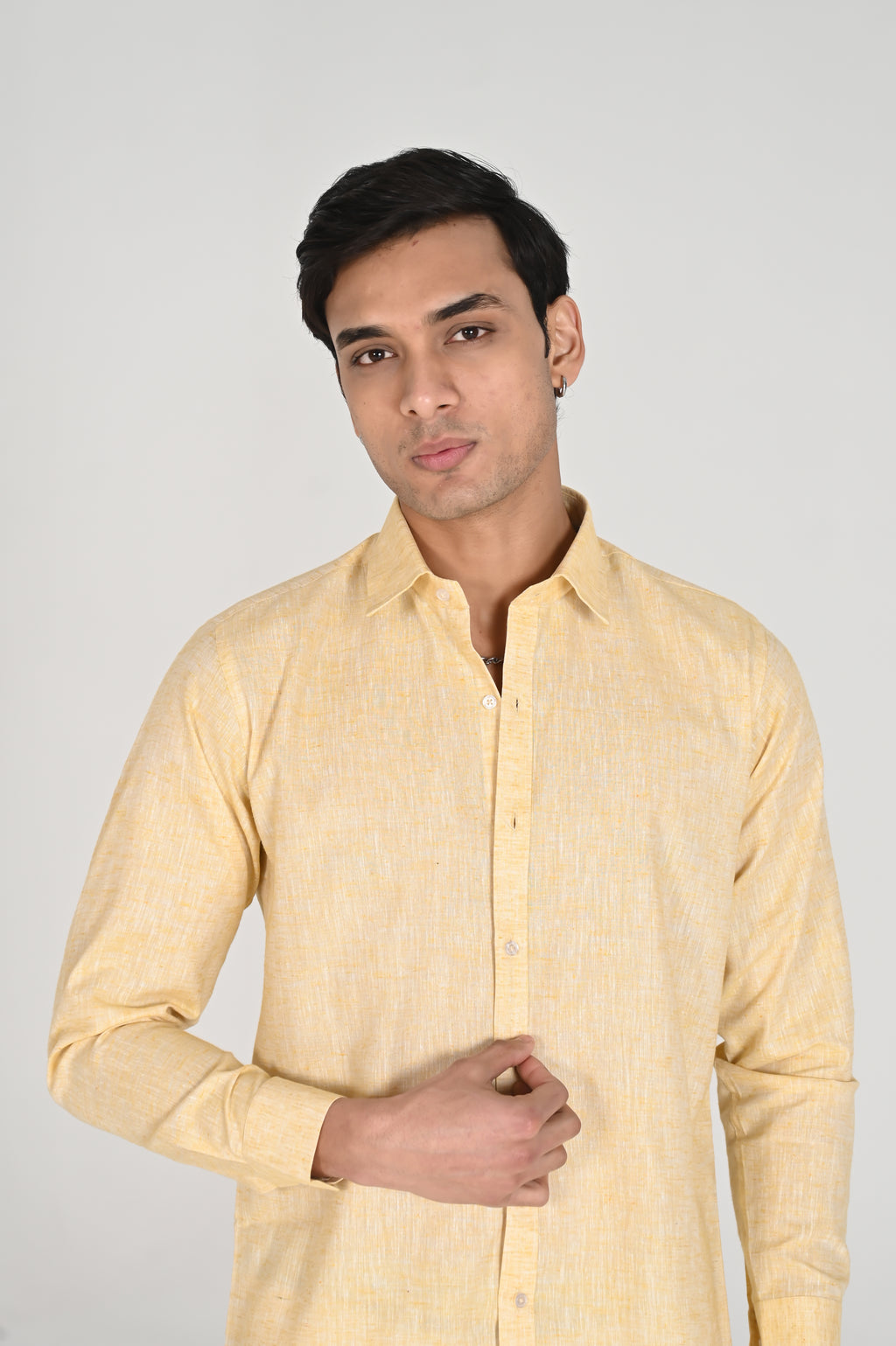 Men’s Mustard Yellow Linen Cotton Shirt