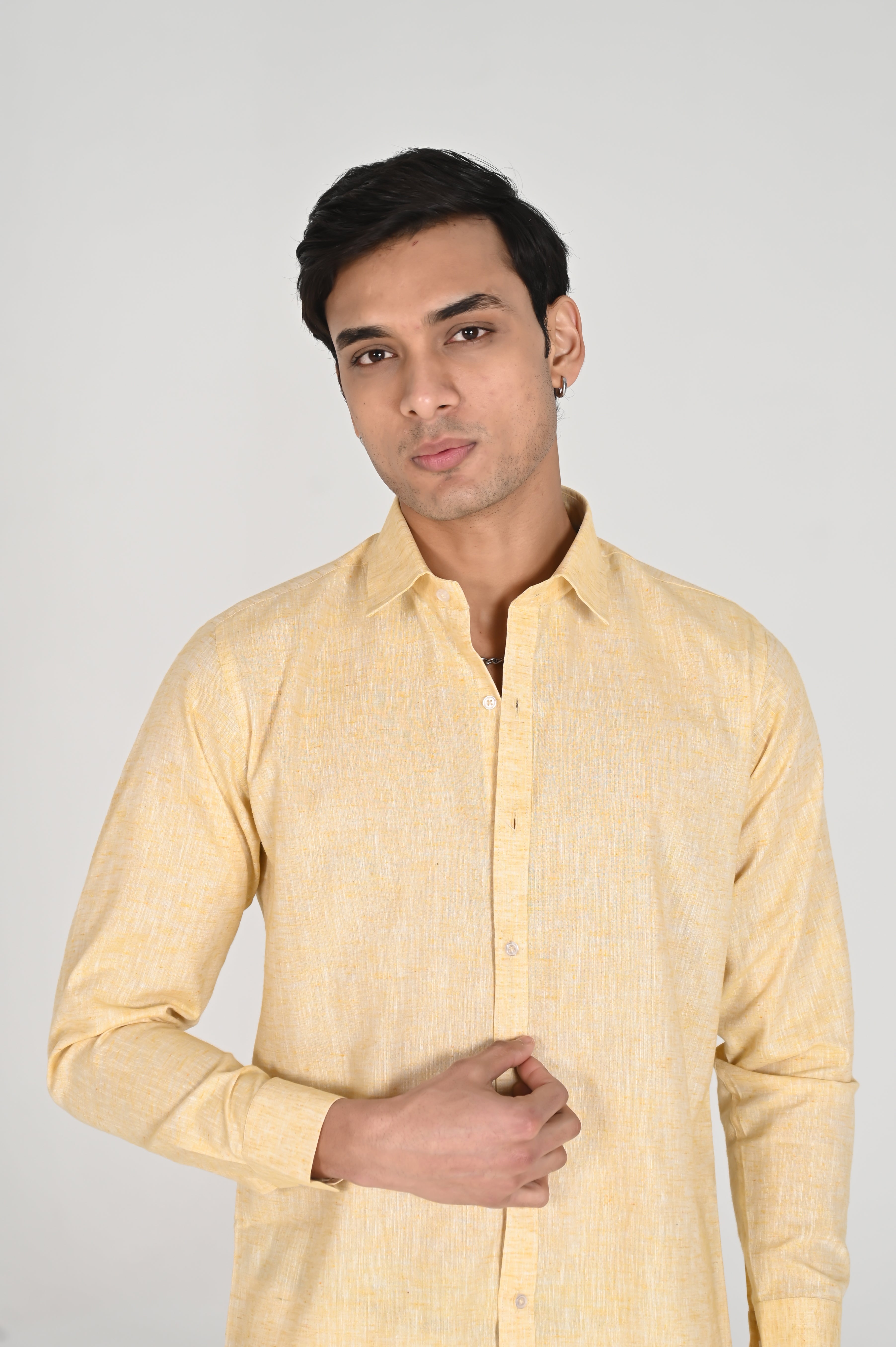 Men’s Mustard Yellow Linen Cotton Shirt