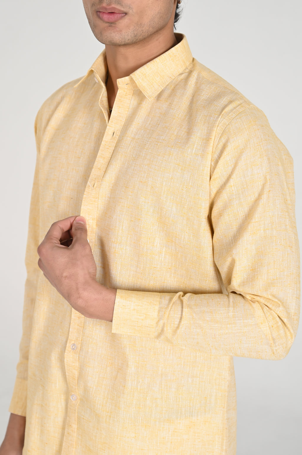 Men’s Mustard Yellow Linen Cotton Shirt