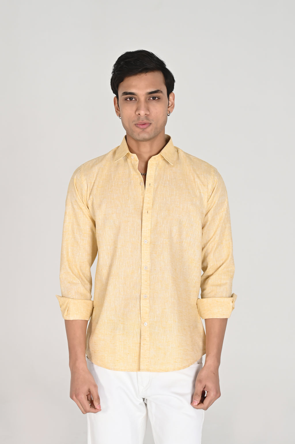 Men’s Mustard Yellow Linen Cotton Shirt