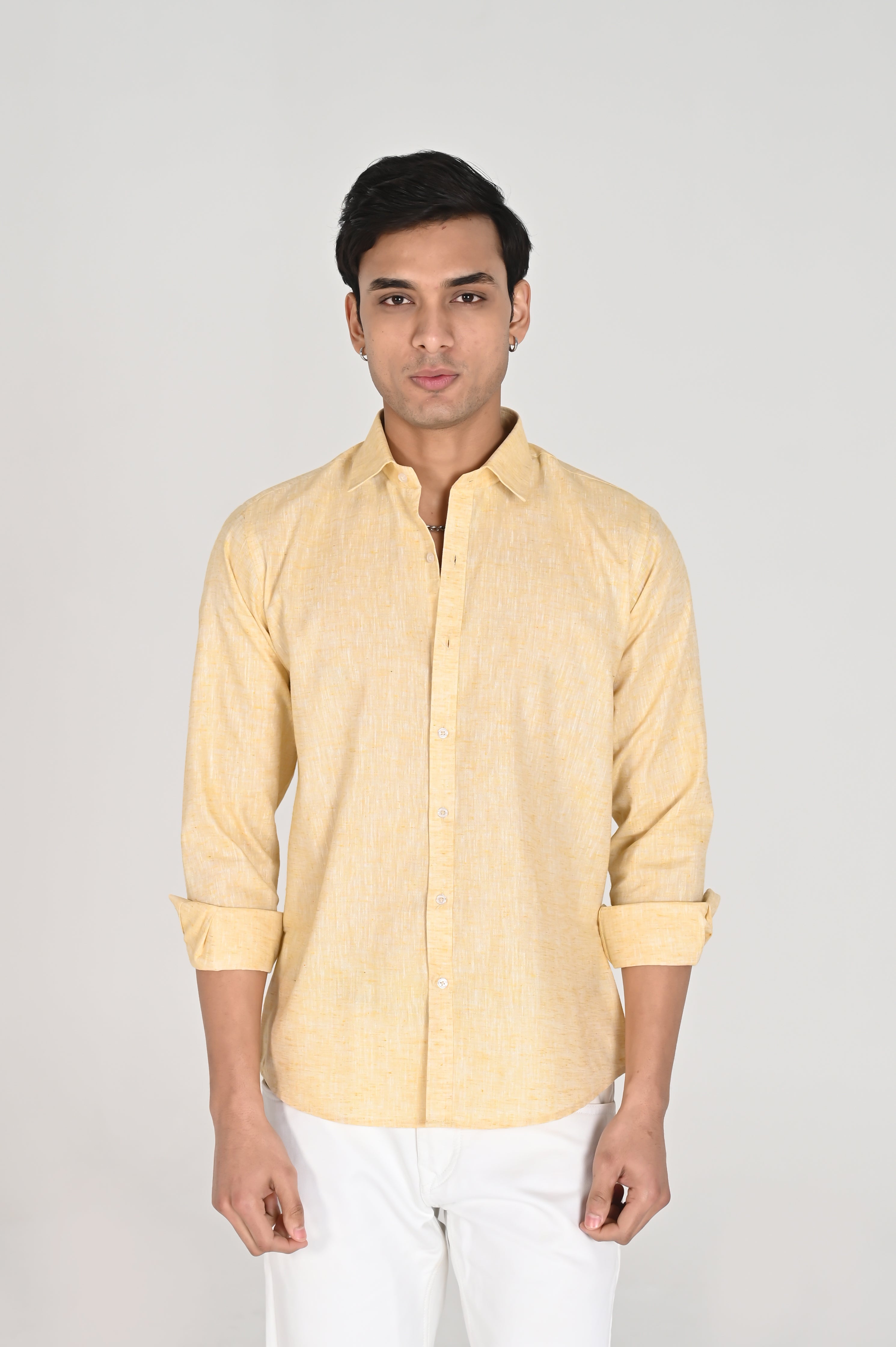 Men’s Mustard Yellow Linen Cotton Shirt