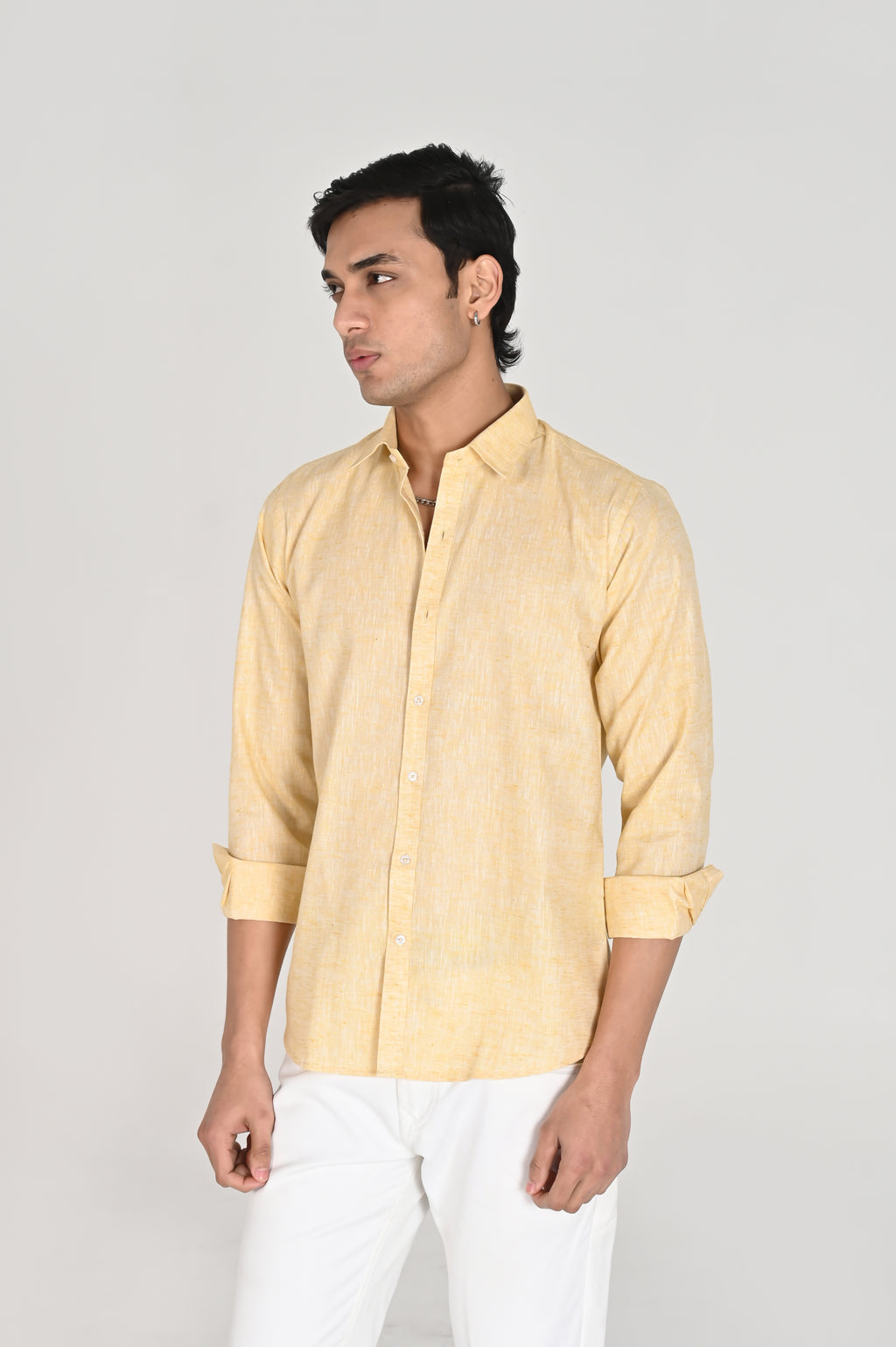 Men’s Mustard Yellow Linen Cotton Shirt