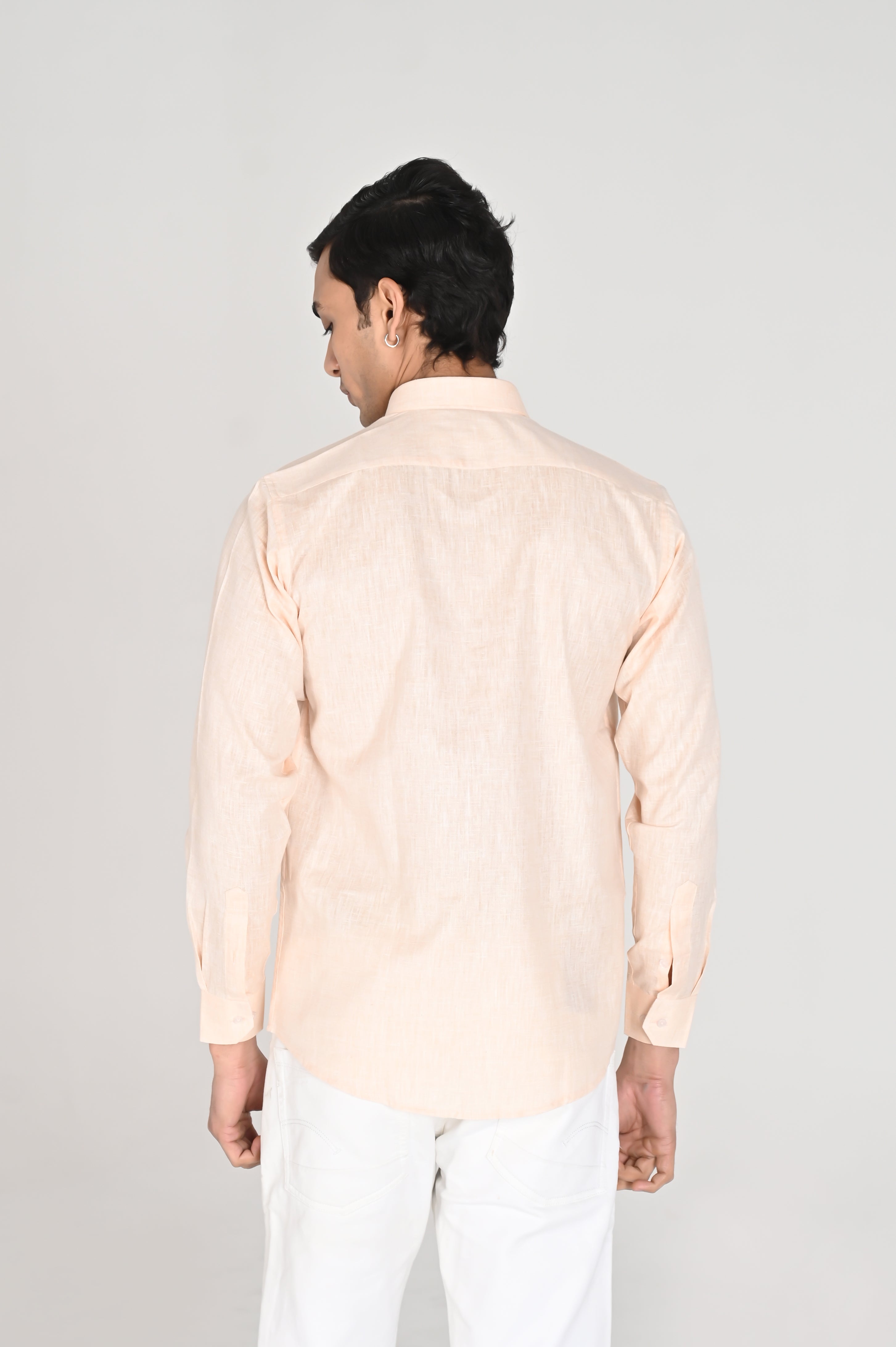 Men’s Peach Linen Cotton Shirt