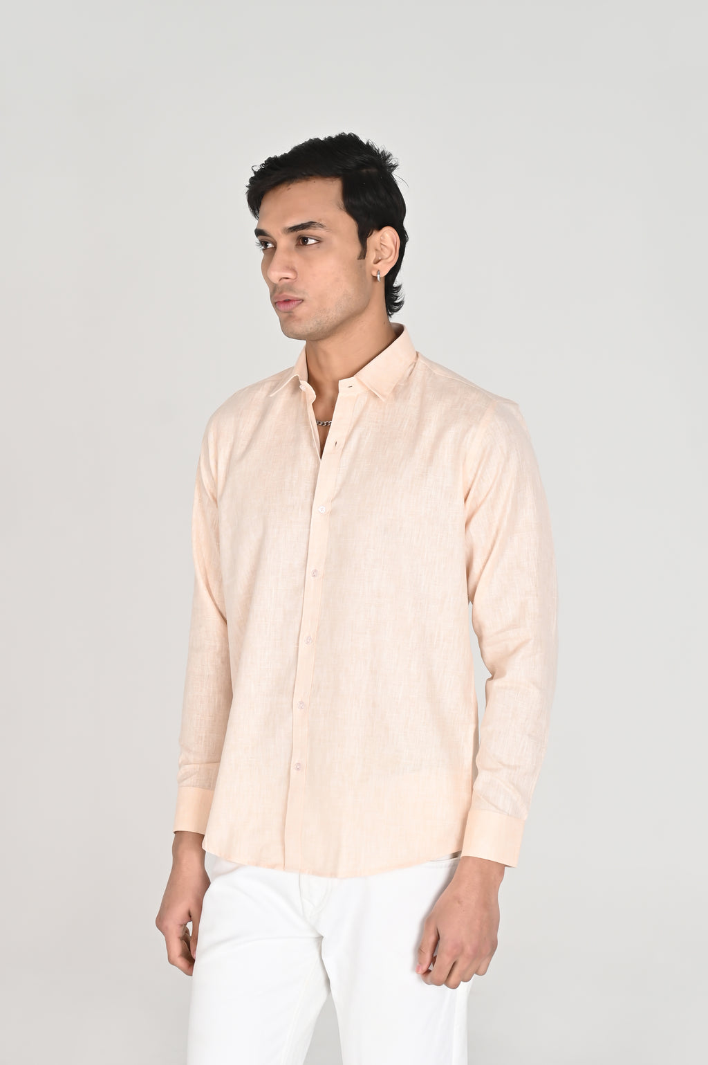 Men’s Peach Linen Cotton Shirt