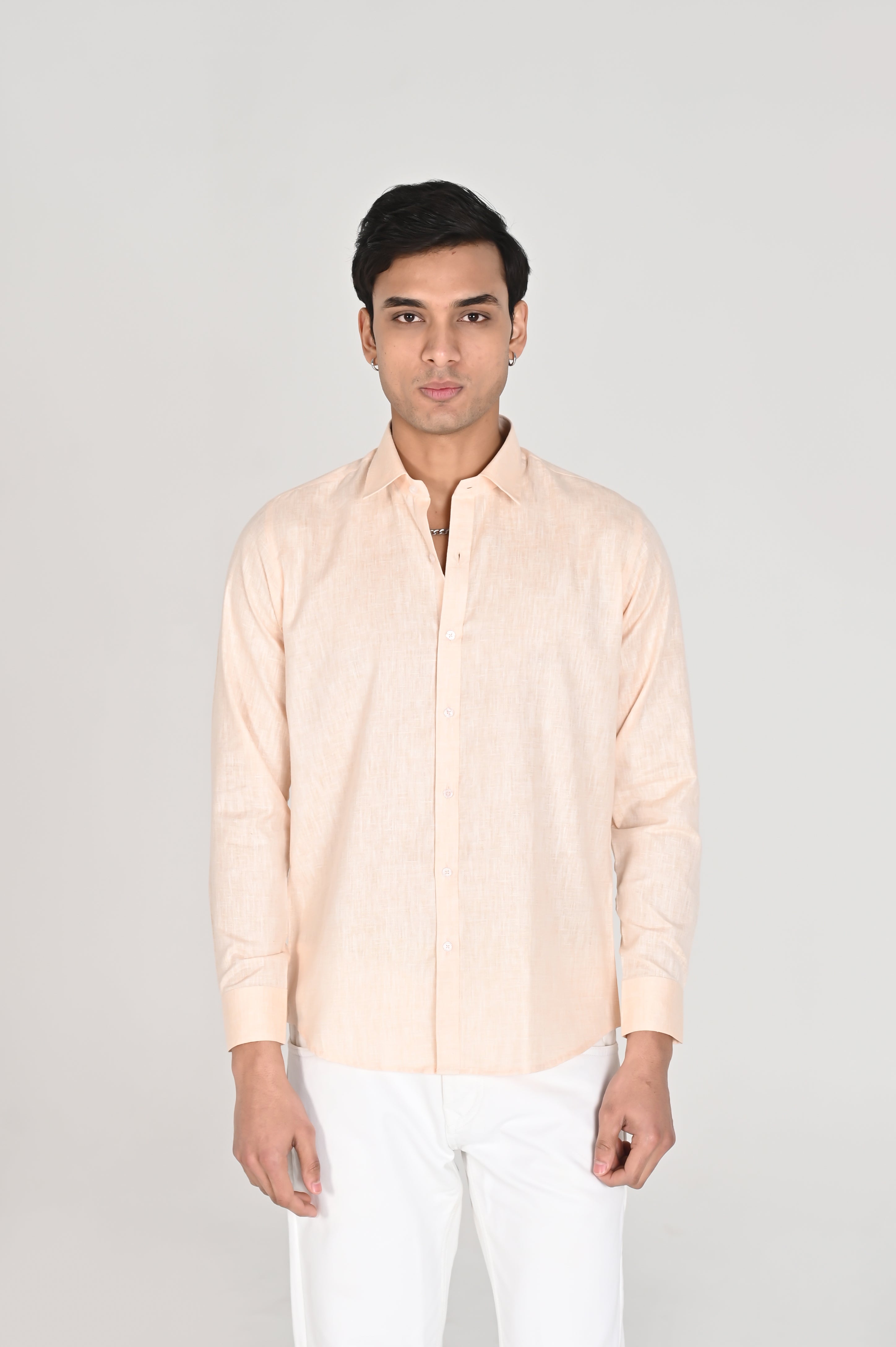 Men’s Peach Linen Cotton Shirt