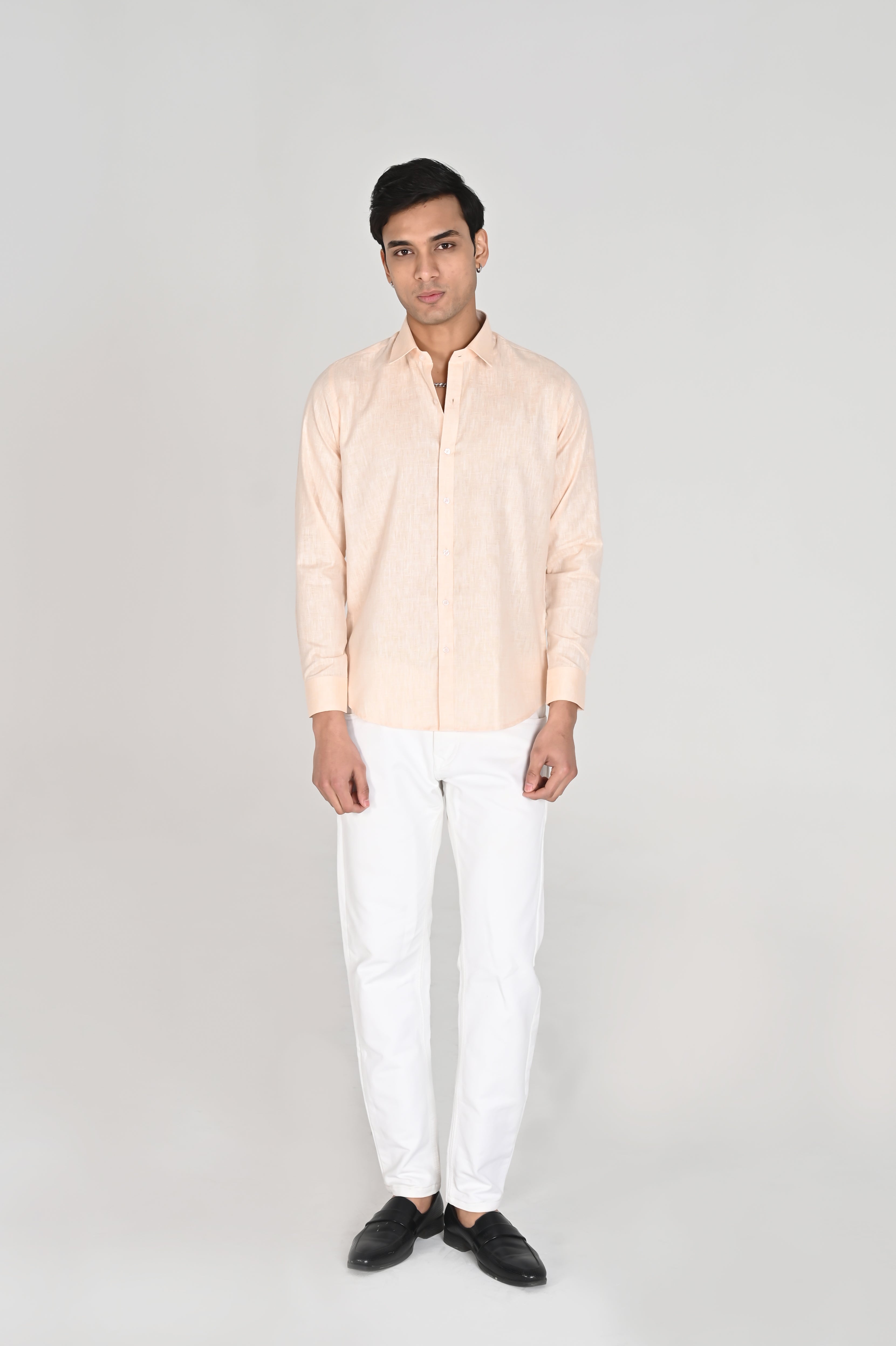 Men’s Peach Linen Cotton Shirt