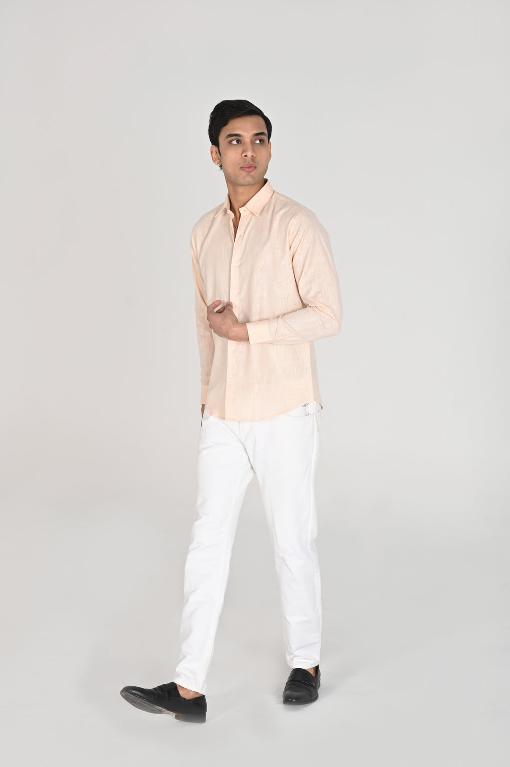 Men’s Peach Linen Cotton Shirt
