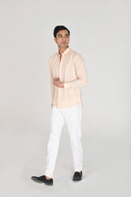 Men’s Peach Linen Cotton Shirt