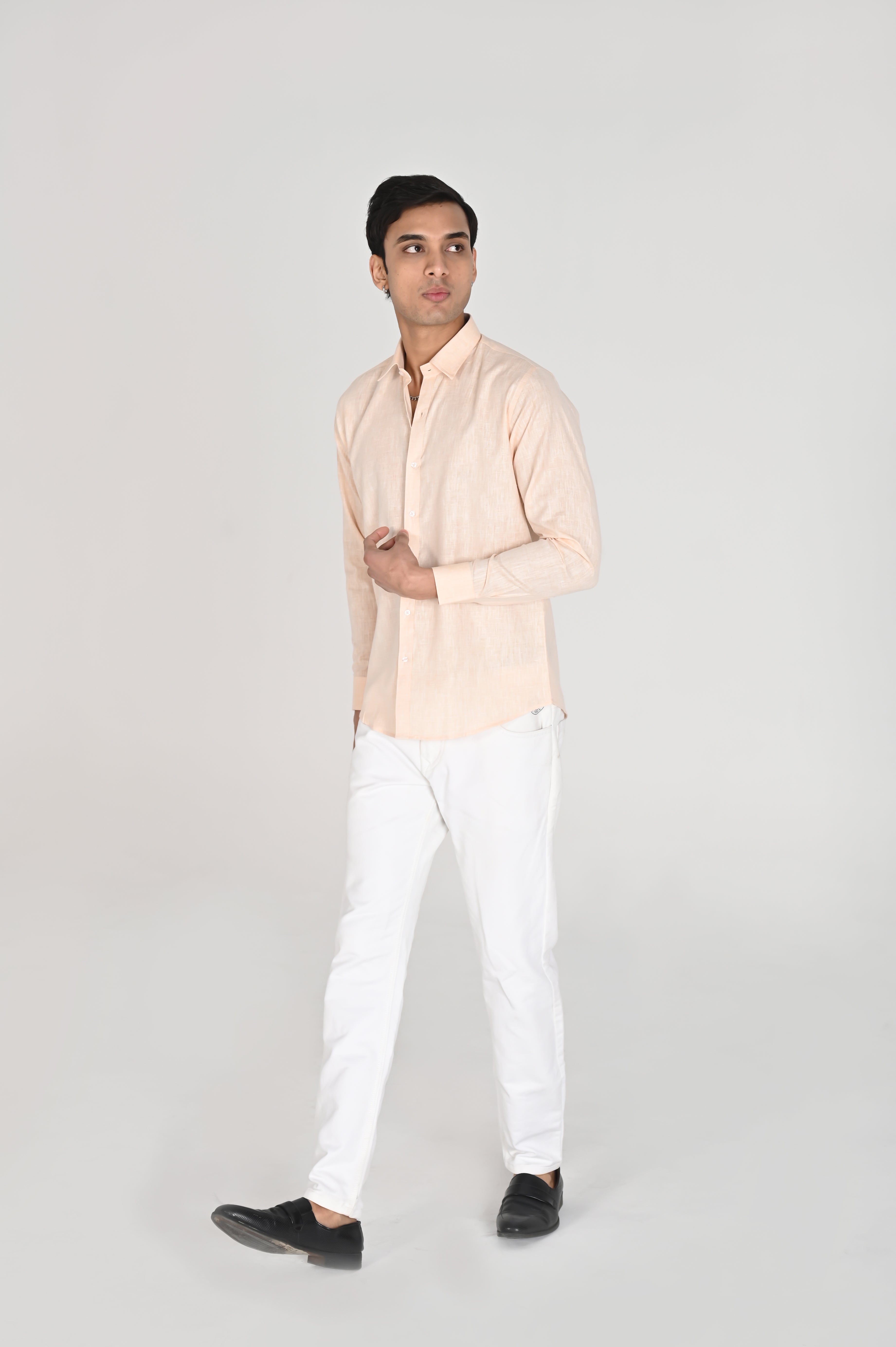 Men’s Peach Linen Cotton Shirt