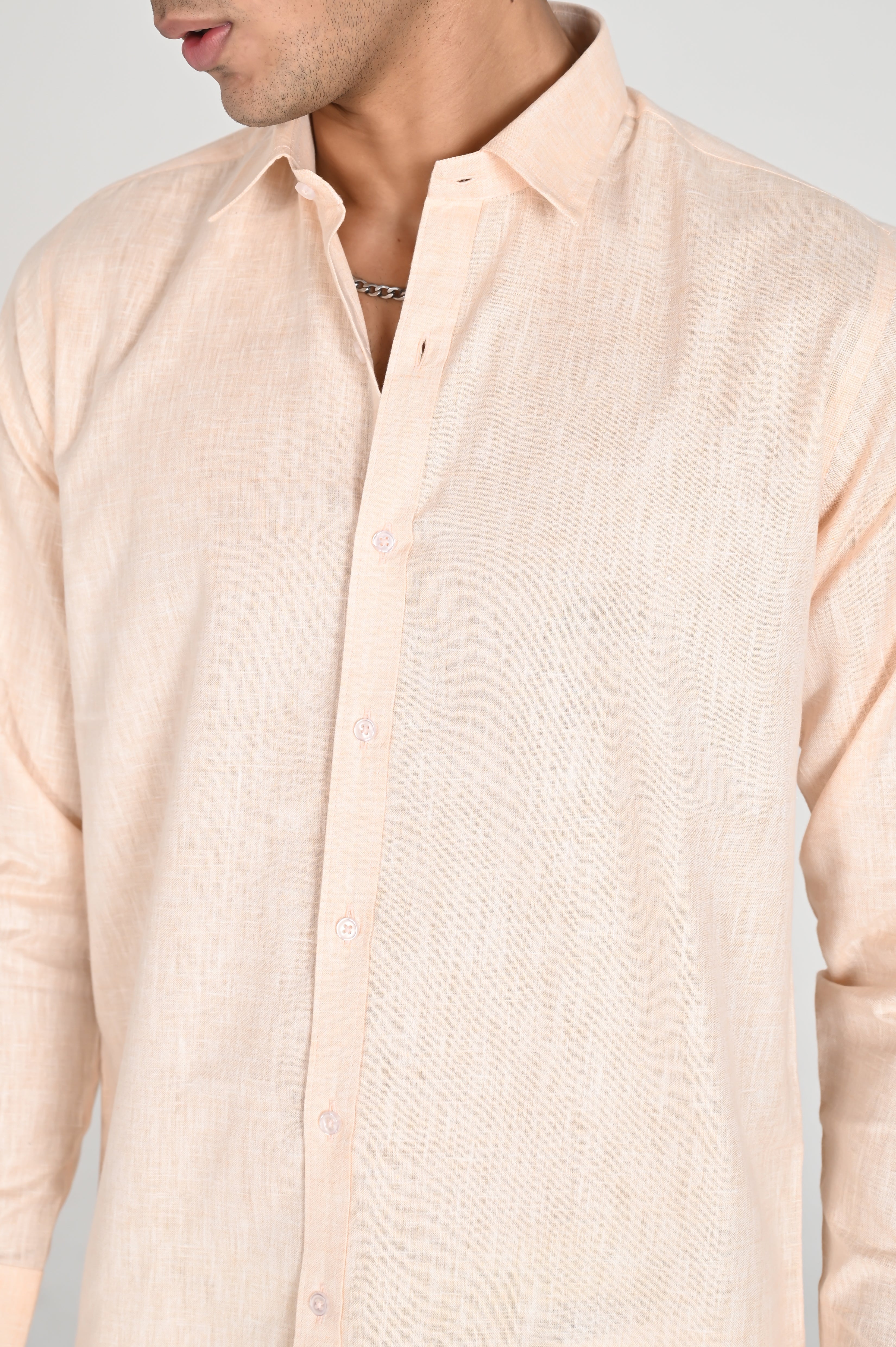 Men’s Peach Linen Cotton Shirt