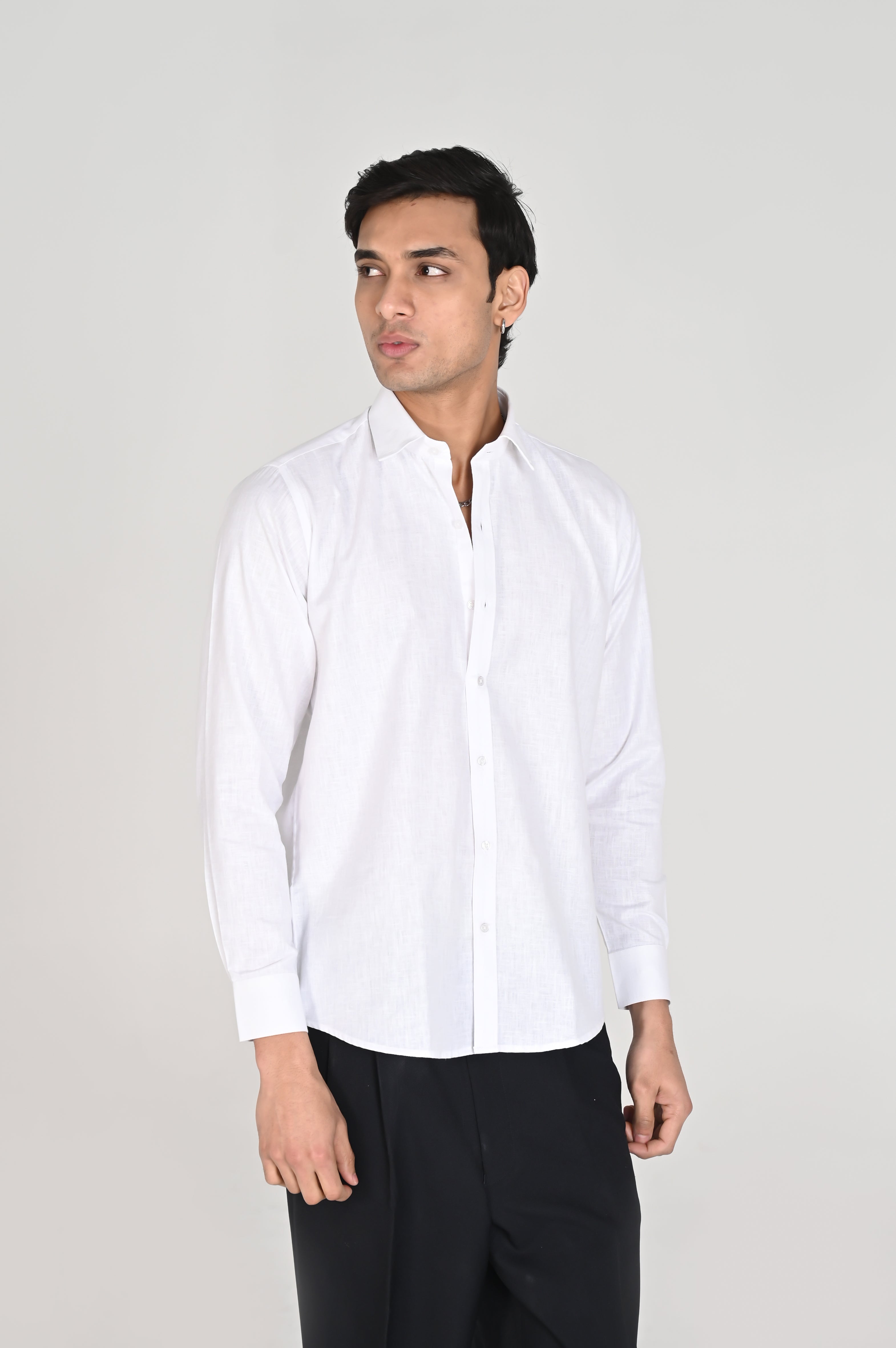 Men’s Classic White Linen Cotton Shirt