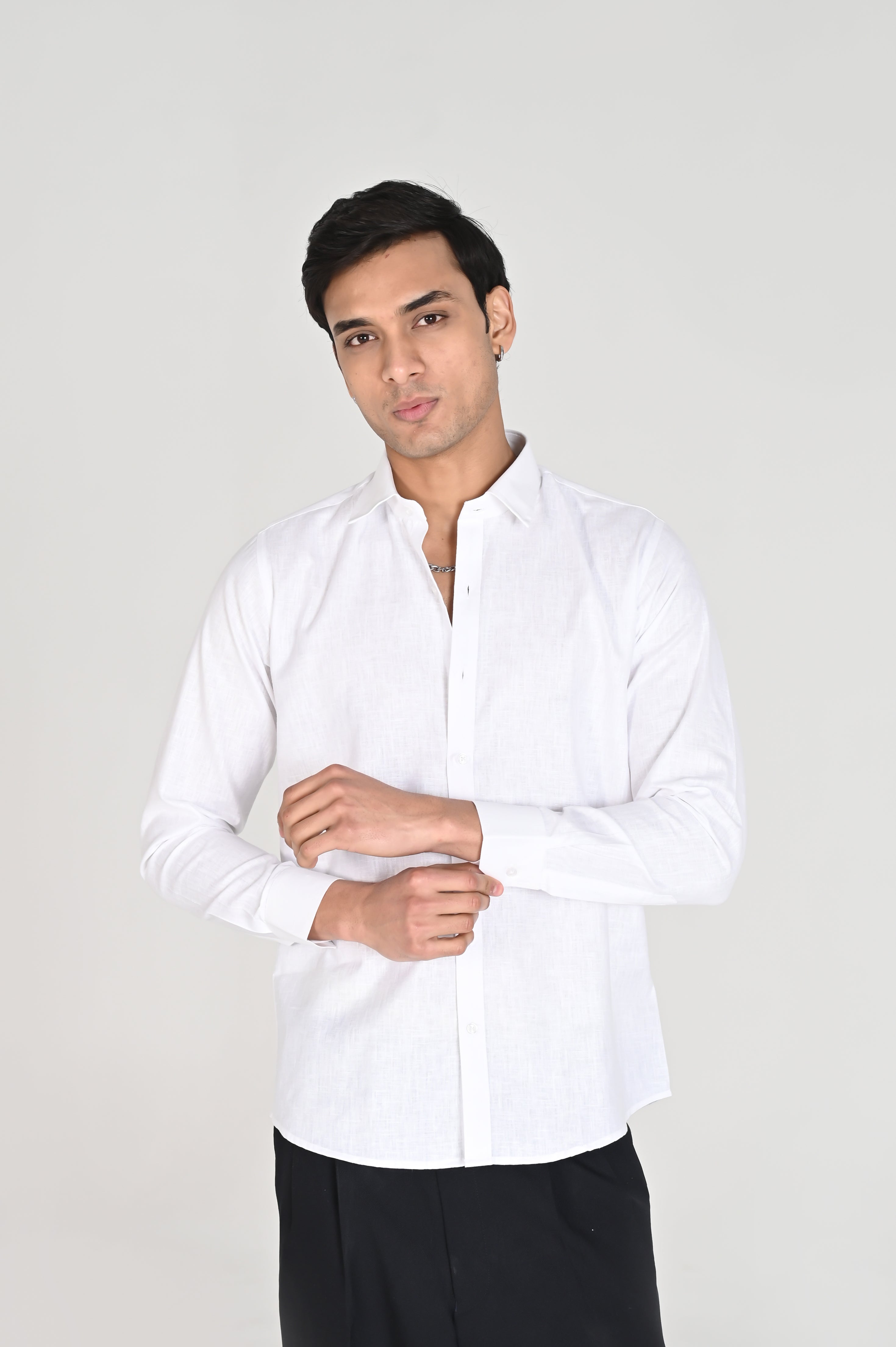 Men’s Classic White Linen Cotton Shirt